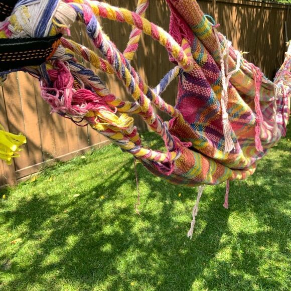 handmade cotton‎ colourful hammock plaid pink yellow green gingham tartan purple - Picture 6 of 7